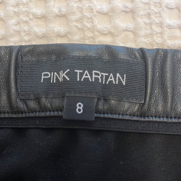 Pink Tartan black pencil skirt with vegan leather accents size 8. - Picture 3 of 10